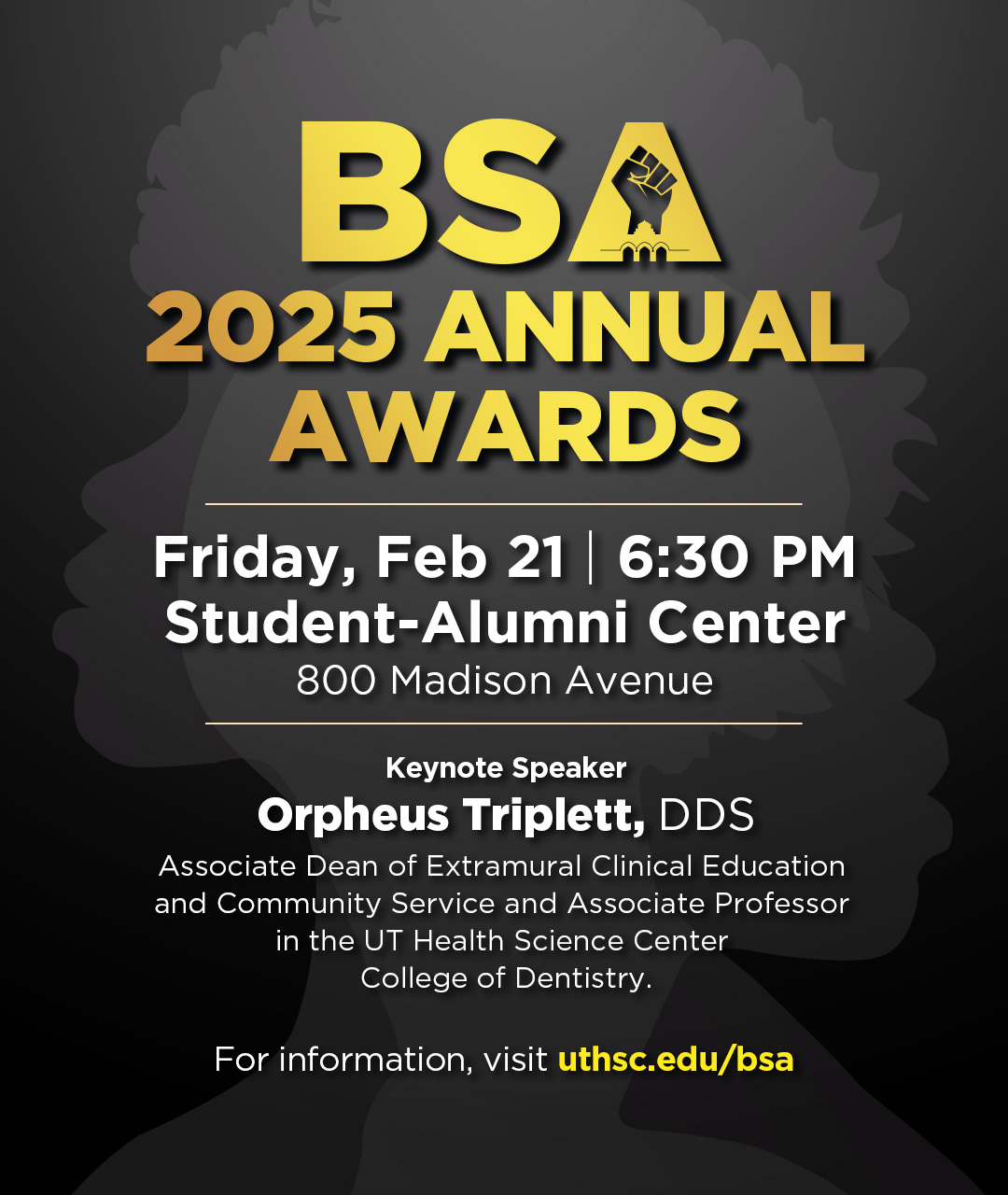 BSA 2025 Annual Awards Ceremony will take place February 21 at 6:30 pm.