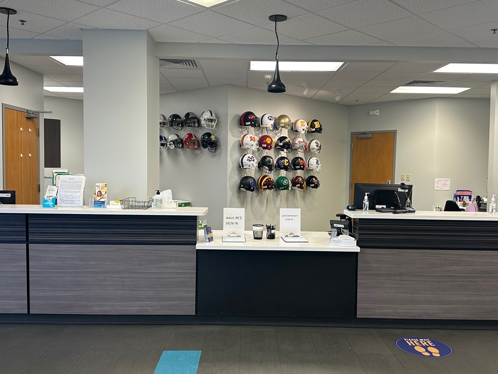 Sports Medicine Clinic - Helmet Wall