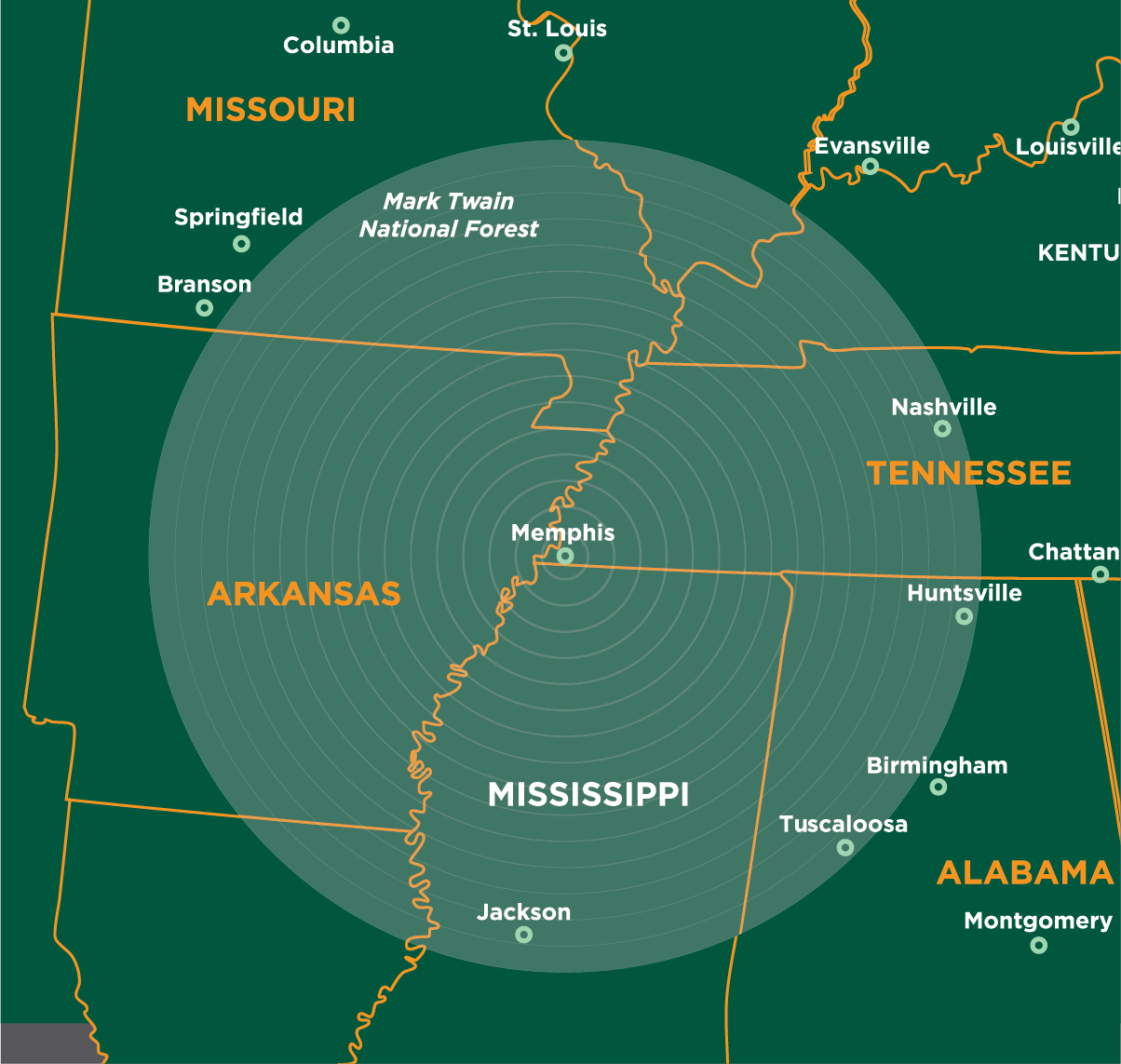 250 mile map