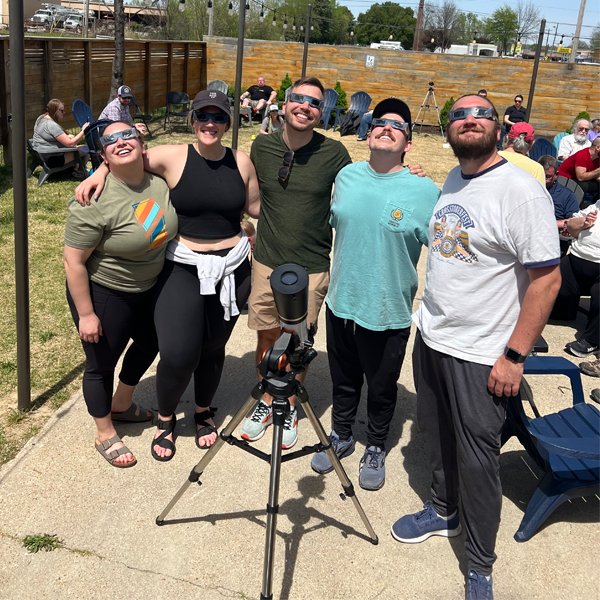 Residents watching the eclipse