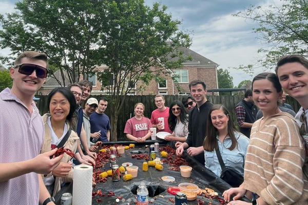 Residents at an outdoor crab boil