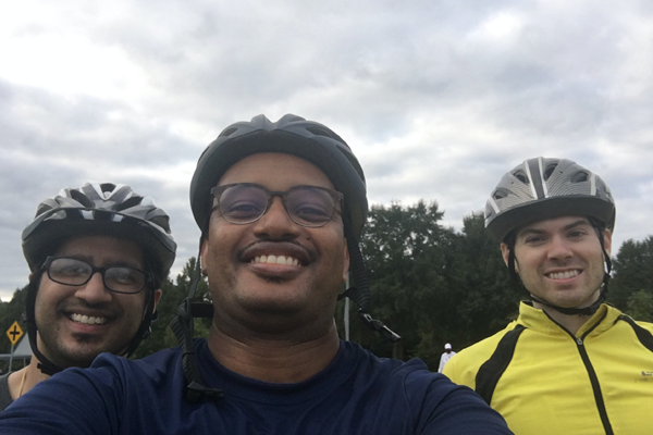 Residents on bikes