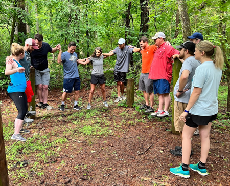 residents outside at a team building event