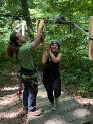 Residents ziplining