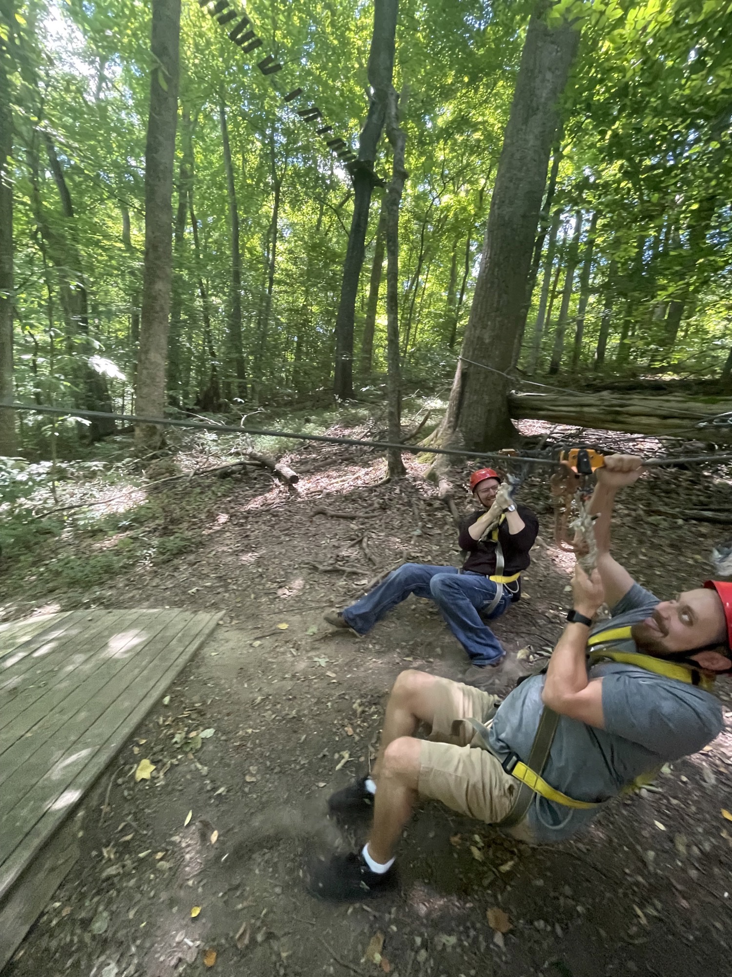 Residents ziplining