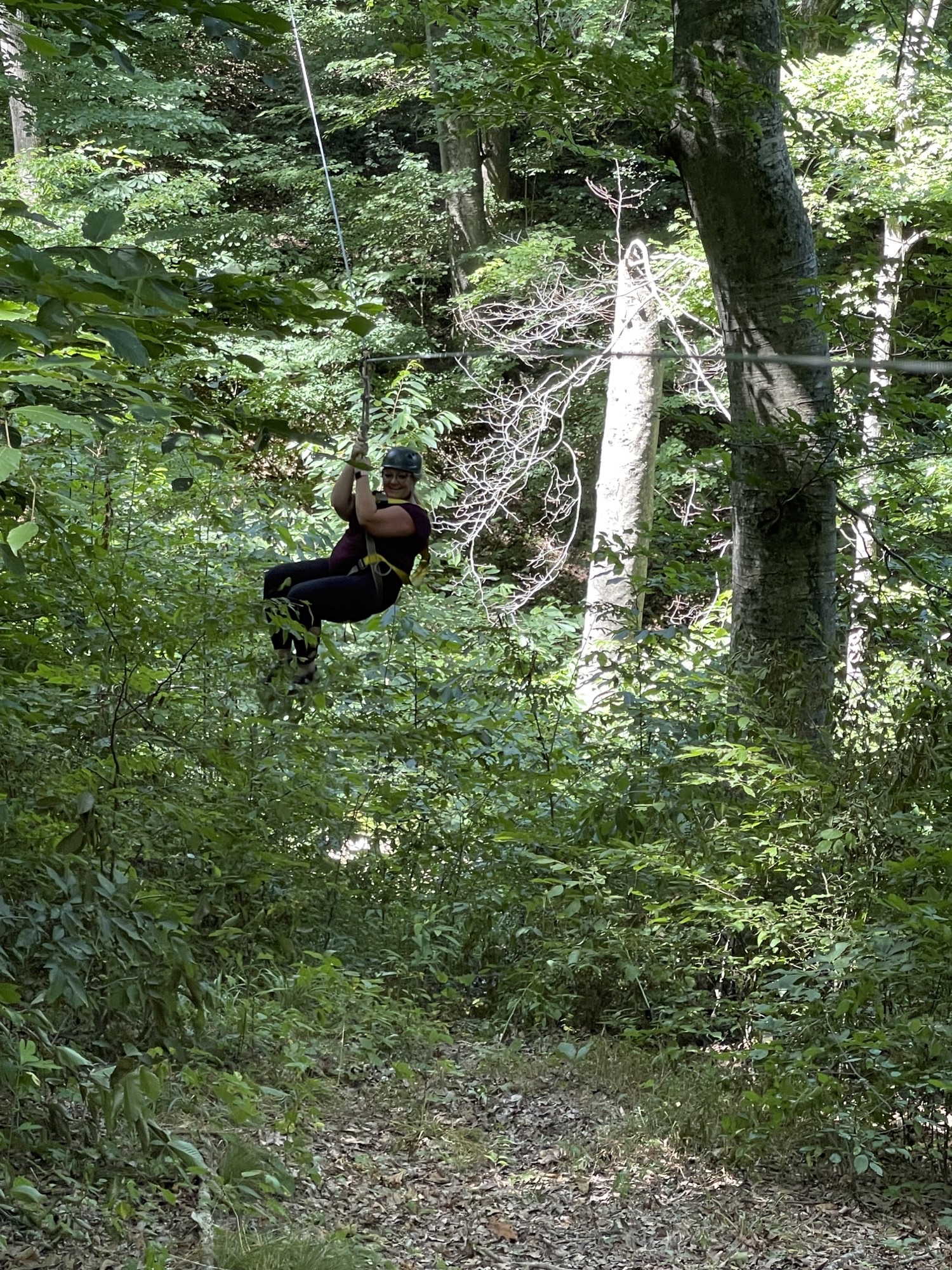 Residents ziplining