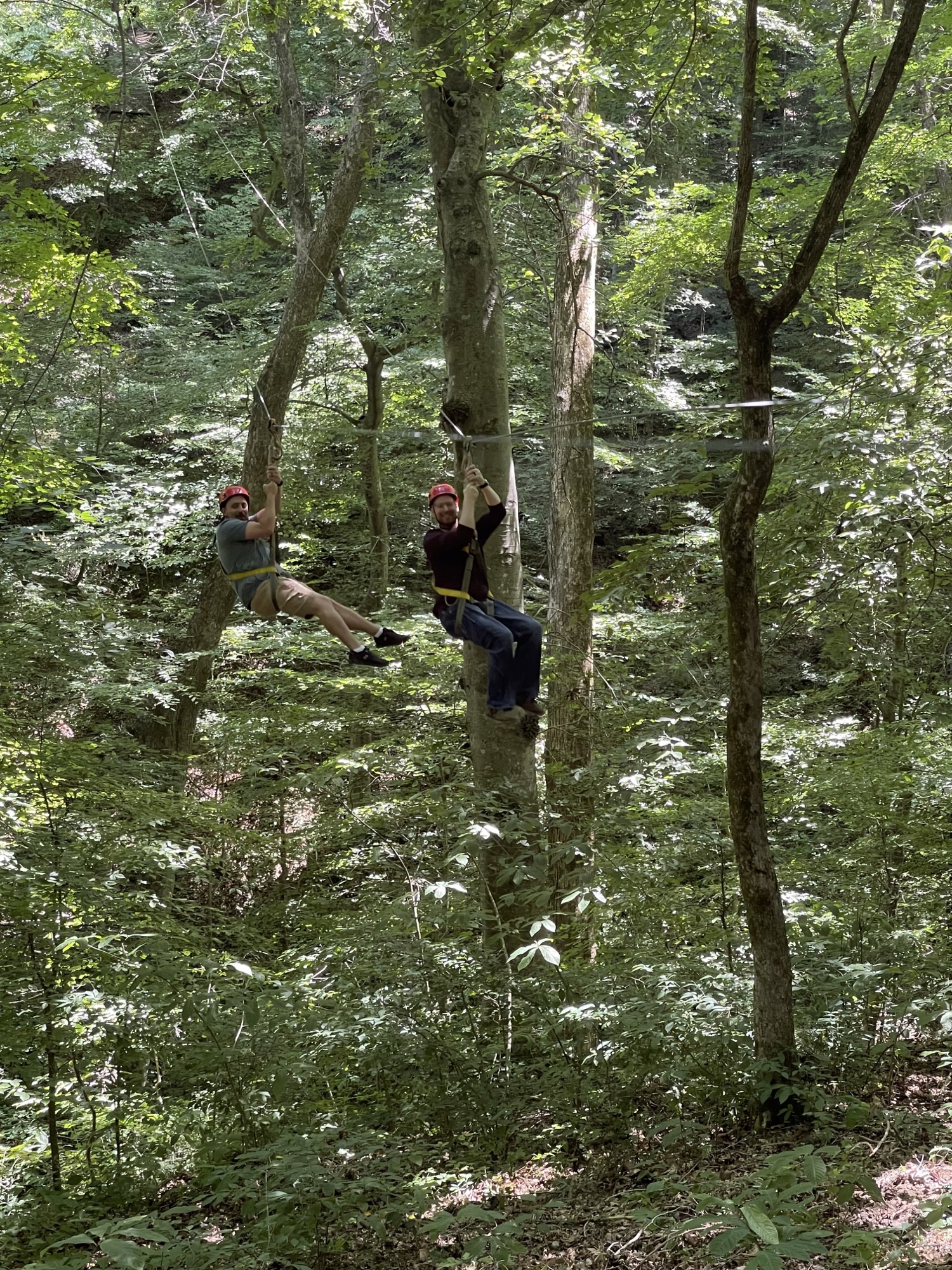 Residents ziplining