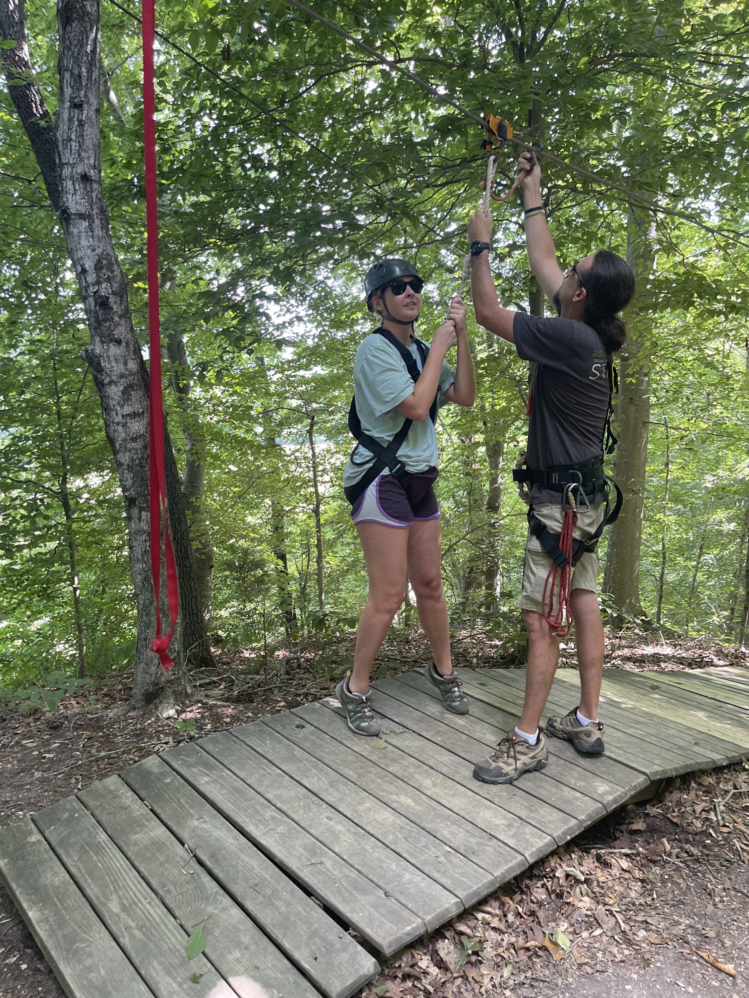 Residents ziplining