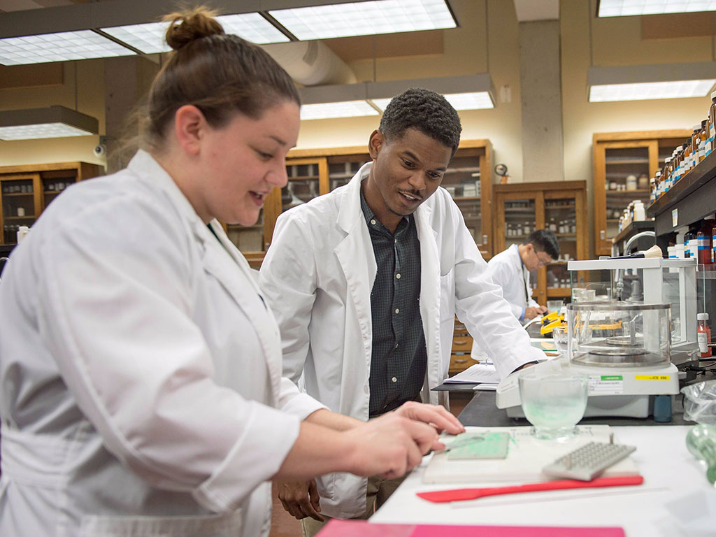 pharmacy students in lab